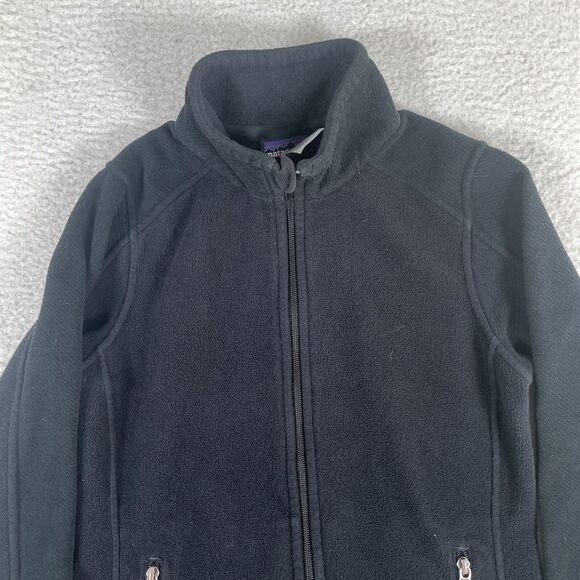 Patagonia Synchilla Sweater Womens Small Black Full Zip Slimming Broken Zip Tab - Picture 10 of 16